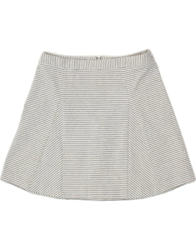 MICHAEL KORS Womens Mini Skirt US 6 Medium W30  Grey Striped Polyester silk skirt elegant