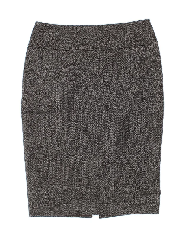 MOSSIMO Womens Pencil Skirt US 4 Medium W27  Grey Herringbone Polyester button skirt front