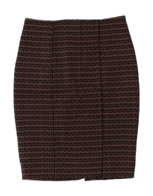 MOSSIMO Womens Pencil Skirt US 8 Medium W30  Brown Striped Polyester silk skirt luxurious