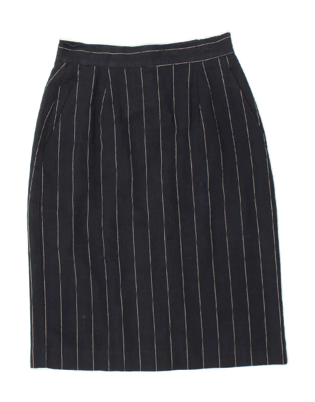 PART TWO Womens High Waist Pencil Skirt US 10 Large W28 Navy Blue Striped denim skirt casual