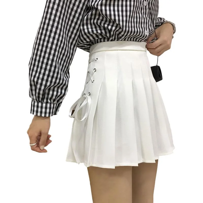 Pleated Skirt School Girl Plaid A-Line Flare Skater Short Skirt Uniforms Cosplay Sweet Girls Women High Waist leather skirt durable