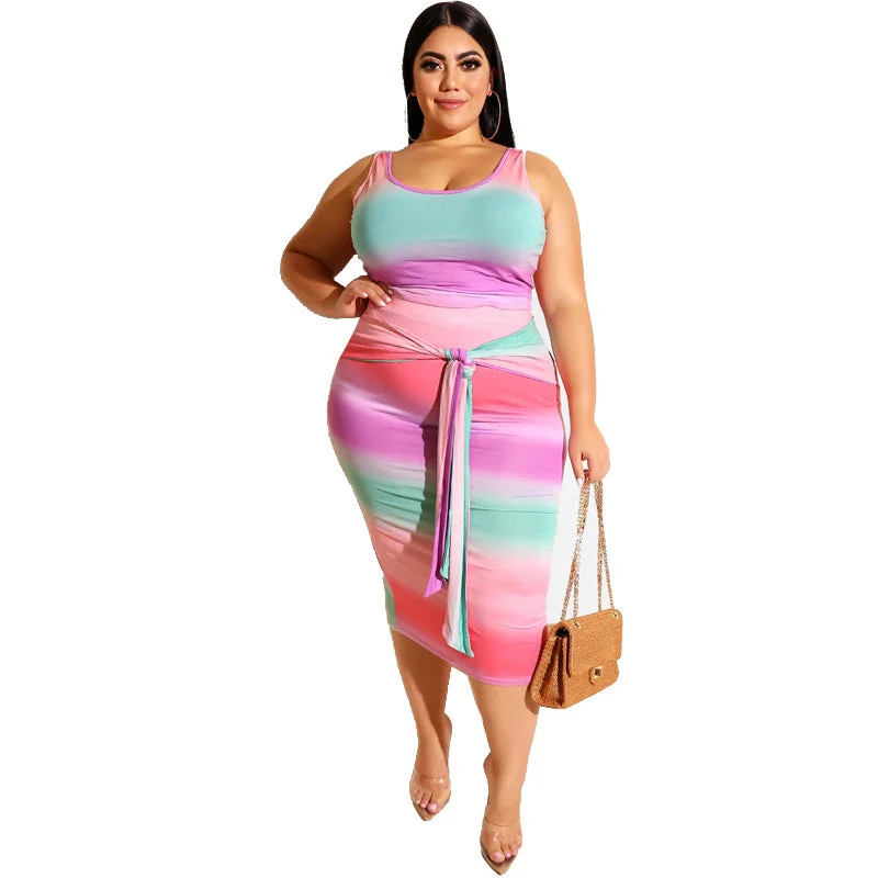 Plus Size Skinny Sheath Suit Vest Two-Piece Overskirt Suit chiffon skirt floaty