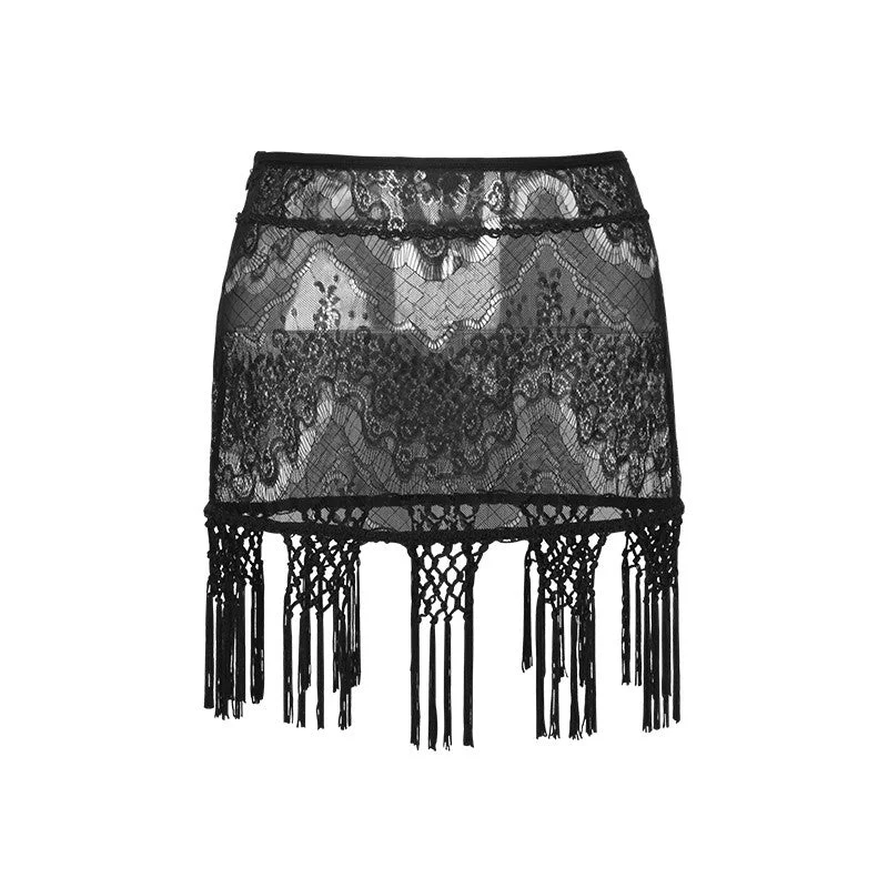 Punk Gothic Mini Women Lace Skirt wool skirt sturdy