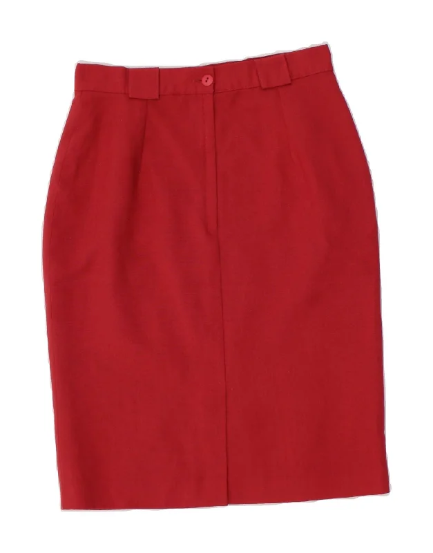 ST. BERNARD Womens Pencil Skirt UK 14 Medium W28 Red Polyester wool skirt sturdy