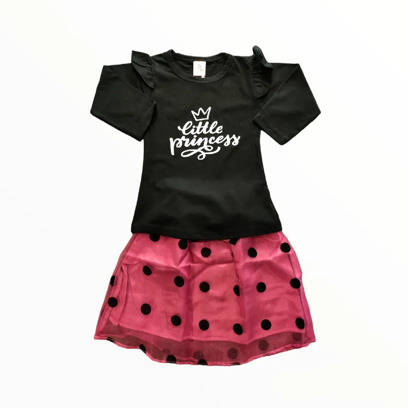 TST Black Little Princess Shirt & Rose Pink Skirts 5101 leather skirt modern