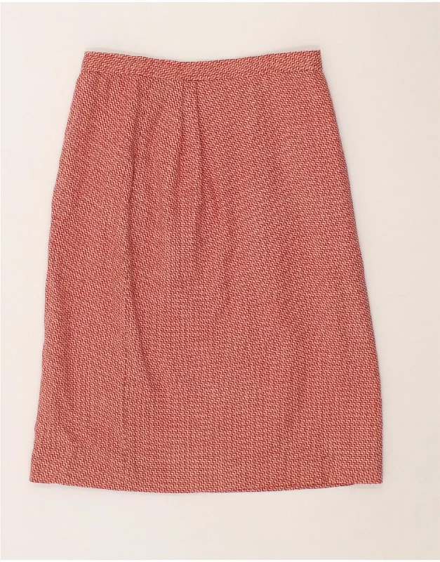 VINTAGE Womens A-Line Skirt IT 44 Medium W26 Red Chevron silk skirt elegant