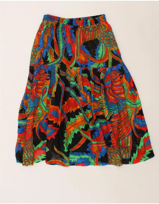 VINTAGE Womens Abstract Pattern Flared Skirt W32 Large Multicoloured lightweight skirt design