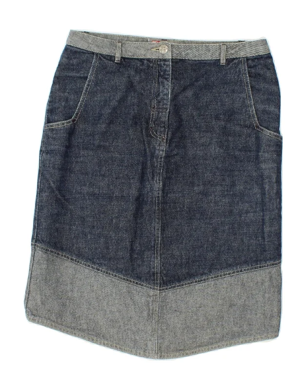 VINTAGE Womens Denim Skirt Medium W30 Navy Blue Colourblock Cotton corduroy skirt comfortable