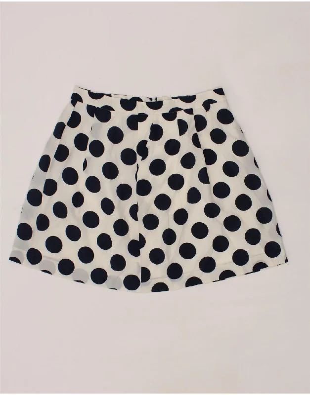 VINTAGE Womens Mini Skirt W30 Medium Off White Polka Dot chiffon skirt airy