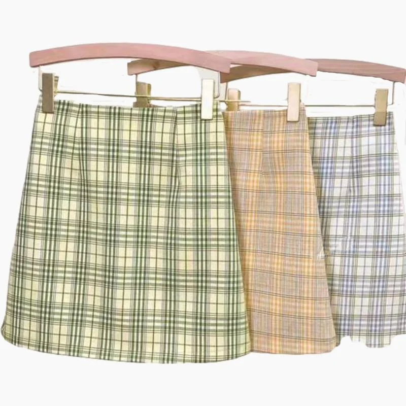 Women High Waist Pleated Skirt School Girl Plaid A-Line Flare Skater Short Skirt Uniforms Cosplay Sweet Girls lace skirt feminine